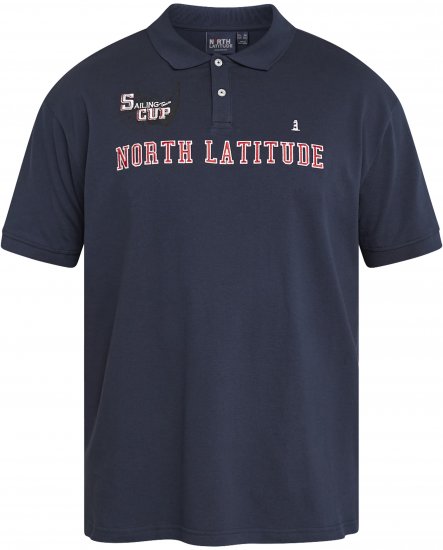 North Latitude 61131 Polo Piqué avec Manches Contrastées et Broderie Bleu Marine - Polos - Polos homme grande taille