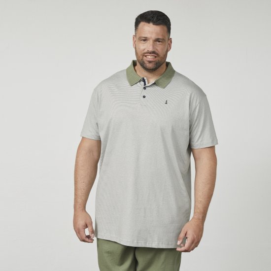 North Latitude 61136 Polo Rayé Teint en Fil Vert Olive - Polos - Polos homme grande taille