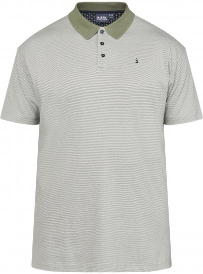 North Latitude 61136 Polo Rayé Teint en Fil Vert Olive - Polos - Polos homme grande taille
