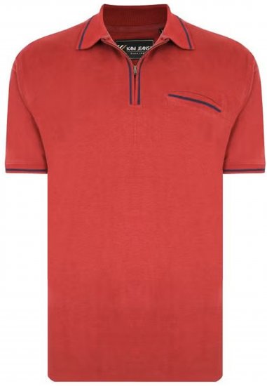 Kam Jeans 5449 Short Sleeve with Zipper Polo Shirt Red - Polos - Polos homme grande taille