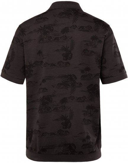 JP1880 Pique with All-over Print Polo Shirt TALL Black - TALL polos - Polos coupe TALL pour hommes grands
