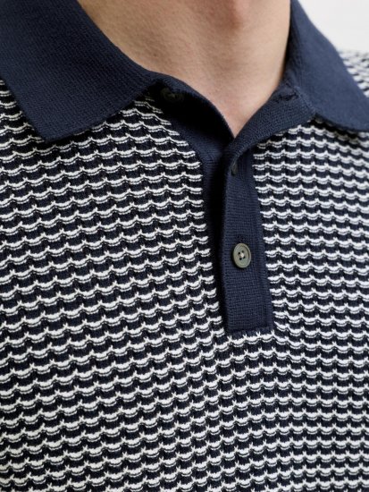 Jack & Jones Blukingsley Knitted Short Sleeve Polo Navy - Chemises - Chemises Grandes Tailles Hommes