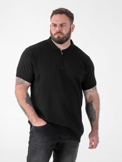D555 Kennedy Cable Knitted Polo Black - Polos - Polos homme grande taille