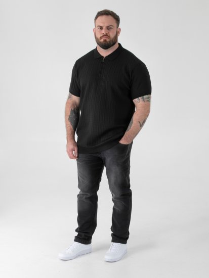 D555 Kennedy Cable Knitted Polo Black - Polos - Polos homme grande taille