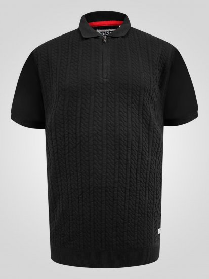D555 Kennedy Cable Knitted Polo Black - Polos - Polos homme grande taille