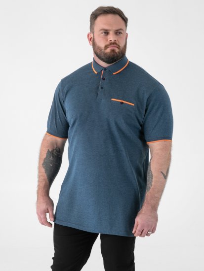 D555 Harvey Pique with Jacquard Collar & Cuffs Polo Teal - Polos - Polos homme grande taille