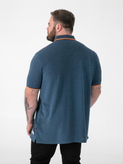 D555 Harvey Pique with Jacquard Collar & Cuffs Polo Teal - Polos - Polos homme grande taille
