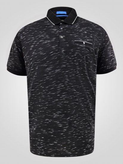 D555 Murphy Jacquard Collar And Cuff With Chest Pocket Polo Black - Polos - Polos homme grande taille