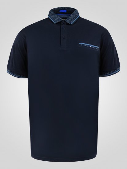 D555 Barret Interlock Jacquard Collar & Cuffs Polo Navy - Polos - Polos homme grande taille