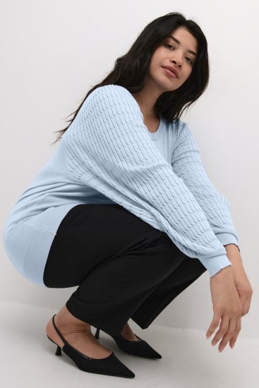 Kaffe Curve Lini Knit Pull Celestial Blue - Sweatshirts & hoodies - 
