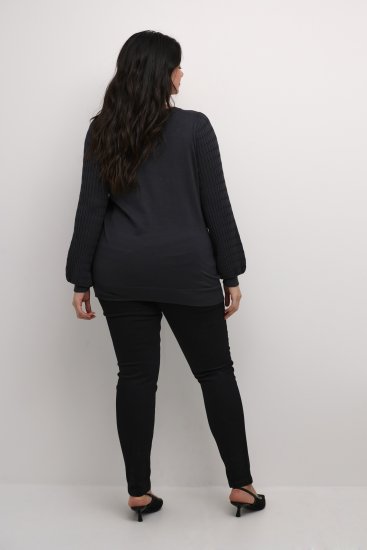 Kaffe Curve Lini Knit Pull Noir Oyster - Sweatshirts & hoodies - 