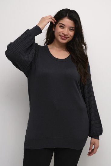 Kaffe Curve Lini Knit Pull Noir Oyster - Sweatshirts & hoodies - 