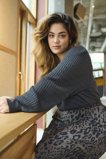 Kaffe Curve Lini Knit Pull Noir Oyster - Sweatshirts & hoodies - 