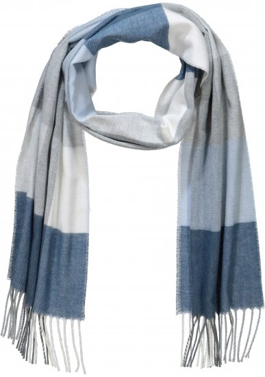 Ulla Popken Woven Check Print Scarf Soft Light Blue - Accessoires - 