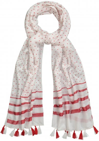 Ulla Popken Dot Print Tassel Accent Scarf Red - Accessoires - 