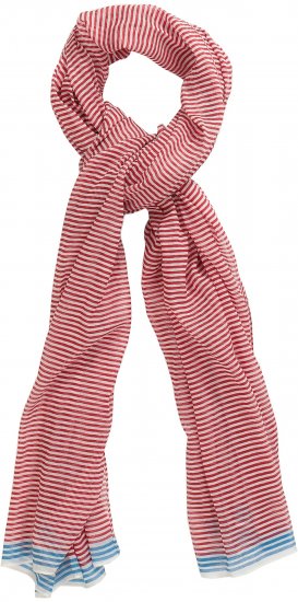 Ulla Popken Thin Stripe Color Contrast Scarf Salsa - Accessoires - 