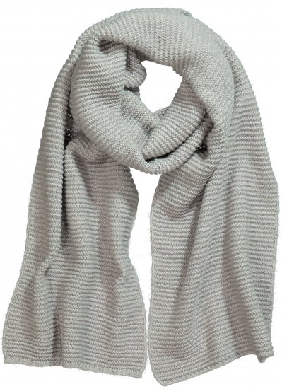 Ulla Popken Garter Stitch Knit Scarf Light Grey Melange - Accessoires - 