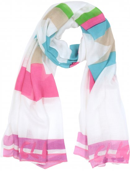 Ulla Popken Pink Lettering Border Print Scarf Snow White - Accessoires - 