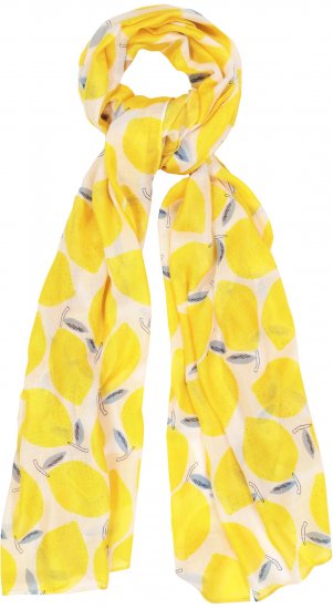 Ulla Popken Lemon Print Scarf Sun Yellow - Accessoires - 