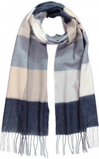 Ulla Popken Checked Fringed Hem Scarf Dark Putty - Accessoires - 