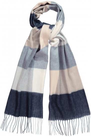 Ulla Popken Checked Fringed Hem Scarf Dark Putty - Accessoires - 