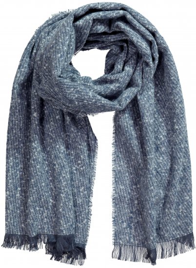 Ulla Popken Fringed Hem Knit Scarf Deep Aqua - Accessoires - 