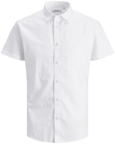 Jack & Jones JOE Shirt Short sleeve Plain Casual White - Chemises - Chemises Grandes Tailles Hommes