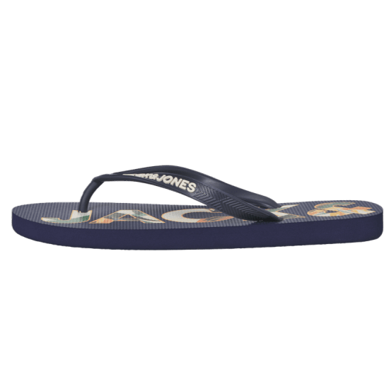 Jack & Jones Logo Palm Print Flip Flop Slippers Medieval Blue - Chaussures homme 40-52 - 