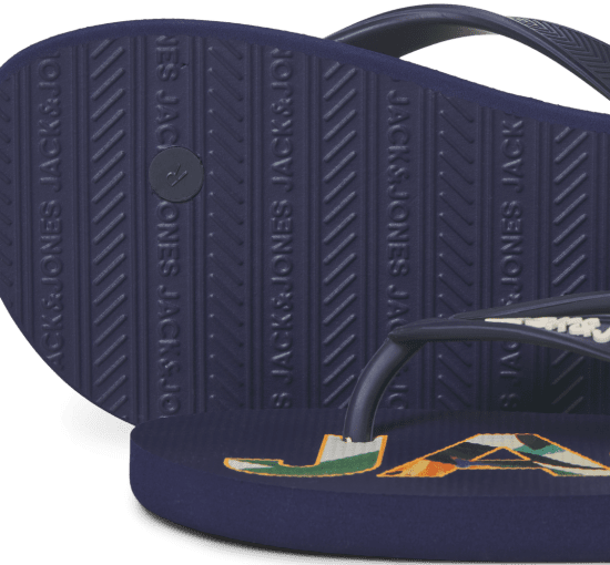 Jack & Jones Logo Palm Print Flip Flop Slippers Medieval Blue - Chaussures homme 40-52 - 