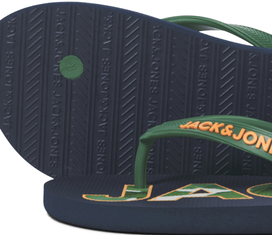Jack & Jones Logo Palm Print Flip Flop Slippers Navy Blazer/Verdant Green - Chaussures homme 40-52 - 