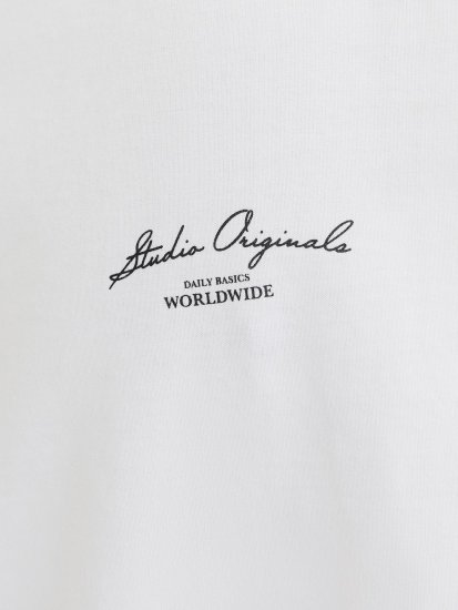 Jack & Jones Lington Back And Front Print Crew Neck T-Shirt Bright White - T-shirts - T-shirts Homme Grande Taille