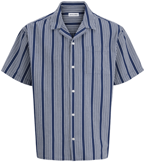Jack & Jones Edover Resort Short Sleeve Shirt Dark Blue - Chemises - Chemises Grandes Tailles Hommes