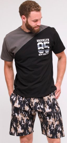 Kam Jeans 5001 'Brooklyn 85' Tee And Short Set Black - T-shirts - T-shirts Homme Grande Taille