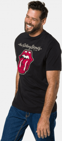 JP1880 Rolling Stones Graphic Band Comfort Fit T-Shirt Black - T-shirts - T-shirts Homme Grande Taille