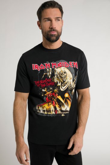 JP1880 Iron Maiden - Number of the Beast Graphic Comfort Fit Band T-Shirt Black - T-shirts - T-shirts Homme Grande Taille