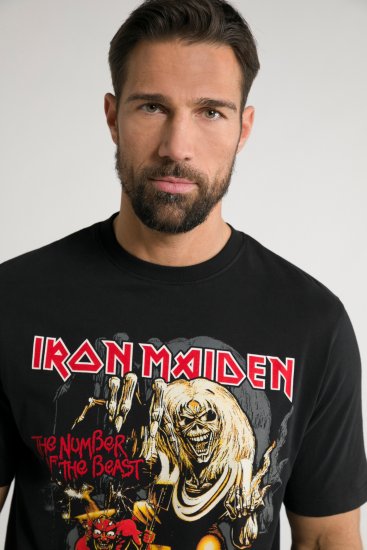 JP1880 Iron Maiden - Number of the Beast Graphic Comfort Fit Band T-Shirt Black - T-shirts - T-shirts Homme Grande Taille