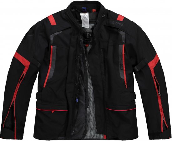 JP1880 Sporty Touring Motorcycle Jacket Black & Red - Vêtements de moto grande taille - Vêtements moto grande taille pour hommes