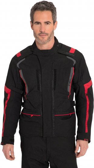 JP1880 Sporty Touring Motorcycle Jacket Black & Red - Vêtements de moto grande taille - Vêtements moto grande taille pour hommes