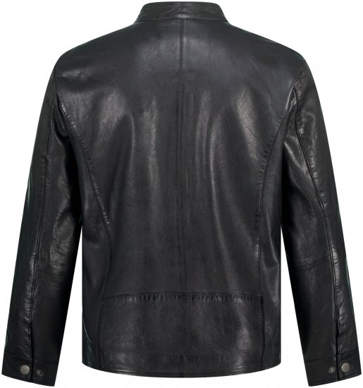 JP1880 Biker Style Leather Jacket Black - Vestes - Vestes homme grandes tailles