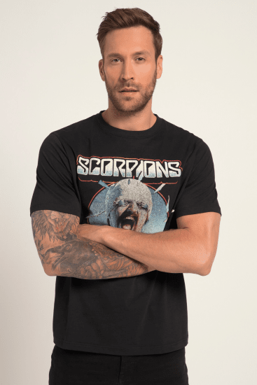 JP1880 Scorpions Blackout Graphic Comfort Fit Band T-Shirt Black - T-shirts - T-shirts Homme Grande Taille