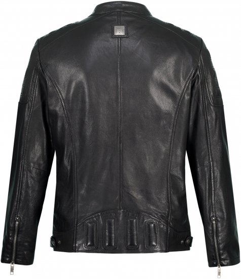 JP1880 Classic Biker Style Leather Jacket Black - Vestes - Vestes homme grandes tailles