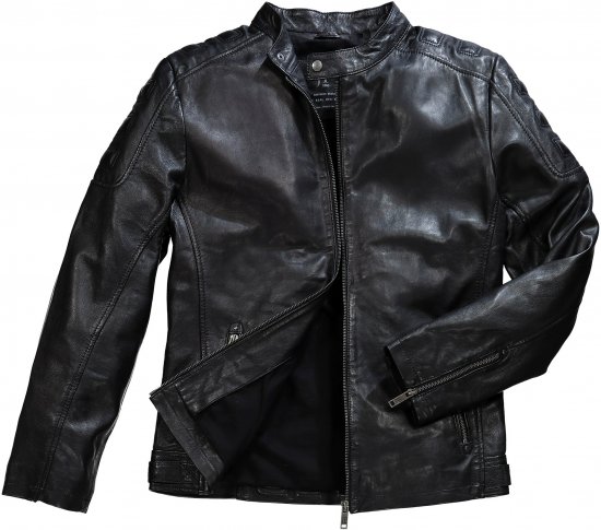 JP1880 Classic Biker Style Leather Jacket Black - Vestes - Vestes homme grandes tailles