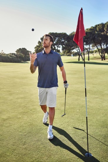 JP1880 Jay-Pi QuickDry Small Print Golf Polo Shirt Navy Blue - Polos - Polos homme grande taille