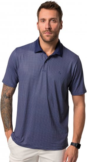 JP1880 Jay-Pi QuickDry Small Print Golf Polo Shirt Navy Blue - Polos - Polos homme grande taille