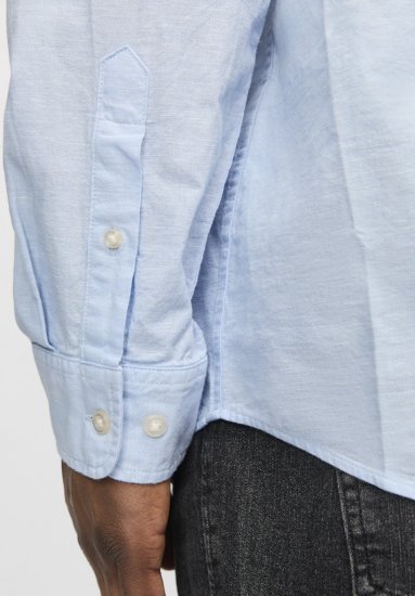 Jack & Jones Breeze Linen Blend Long Sleeve Shirt Chambray Blue - Chemises - Chemises Grandes Tailles Hommes