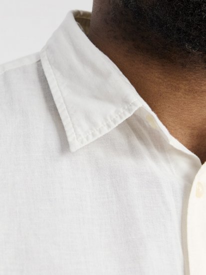 Jack & Jones Breeze Linen Blend Long Sleeve Shirt White - Chemises - Chemises Grandes Tailles Hommes