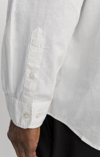 Jack & Jones Breeze Linen Blend Long Sleeve Shirt White - Chemises - Chemises Grandes Tailles Hommes