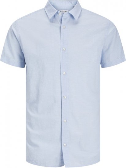 Jack & Jones Breeze Linen Blend Short Sleeve Shirt Chambray Blue - Chemises - Chemises Grandes Tailles Hommes