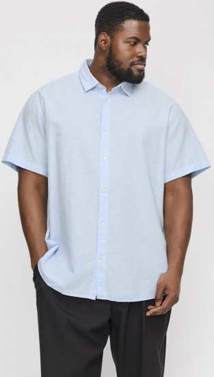 Jack & Jones Breeze Linen Blend Short Sleeve Shirt Chambray Blue - Chemises - Chemises Grandes Tailles Hommes