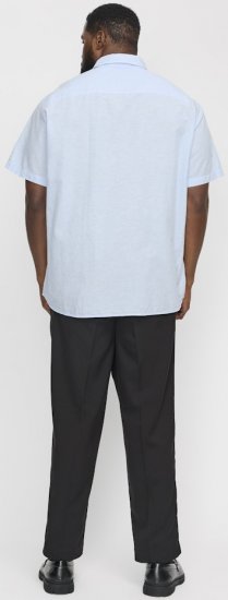 Jack & Jones Breeze Linen Blend Short Sleeve Shirt Chambray Blue - Chemises - Chemises Grandes Tailles Hommes